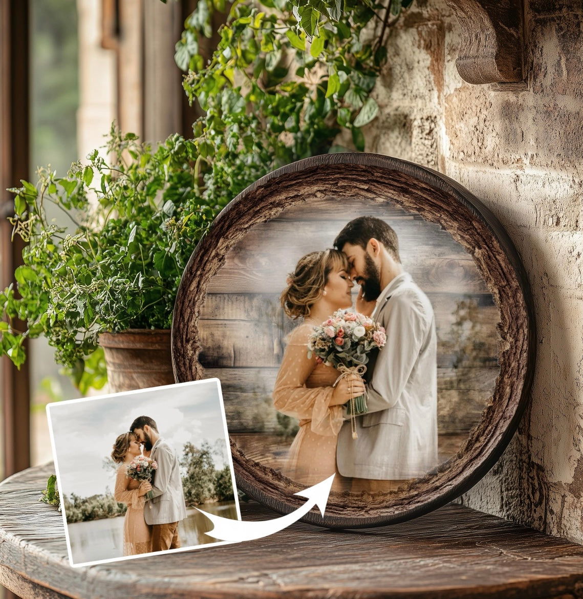 Personalized Wood Photo HOME Sign– Handmade in Canada | Rustic Custom Photo Wall Art