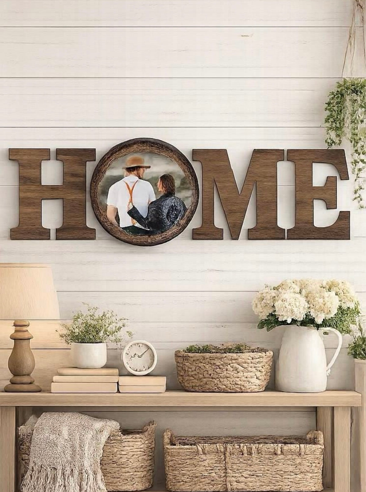 Personalized Wood Photo HOME Sign– Handmade in Canada | Rustic Custom Photo Wall Art